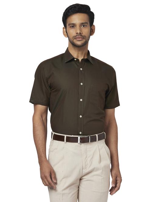 olive green solid formal shirt - 17767151 - Standard Image - 1
