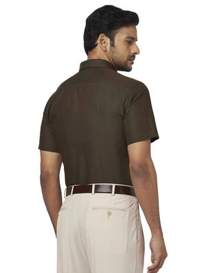 olive green solid formal shirt - 17767151 - Standard Image - 3