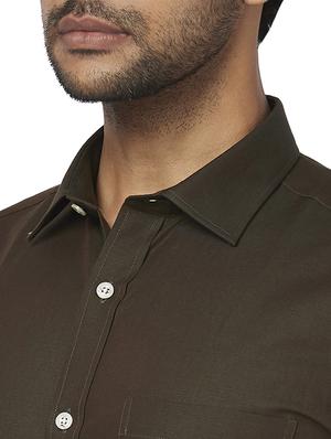 olive green solid formal shirt - 17767151 - Standard Image - 5