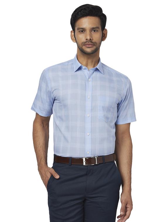 blue checkered formal shirt - 17767156 - Zoom Image - 1