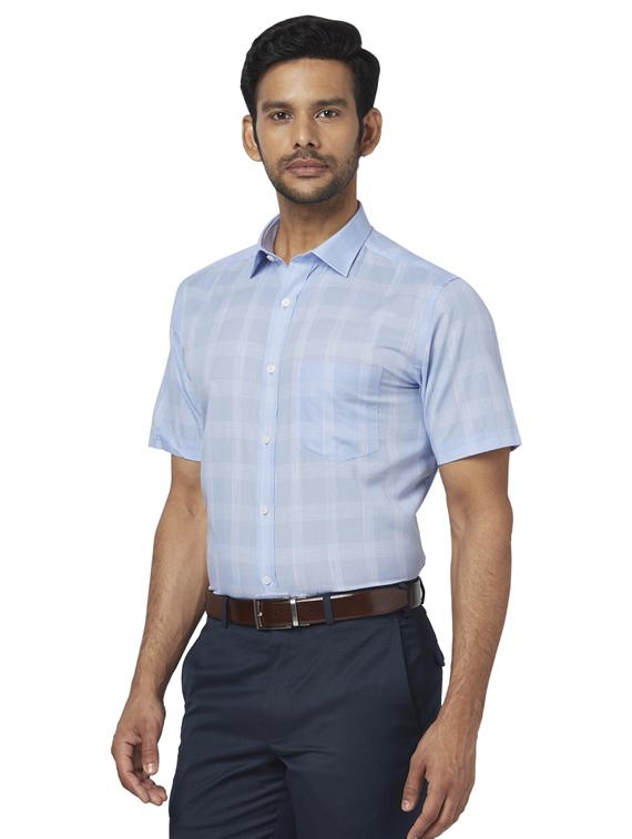 blue checkered formal shirt - 17767156 - Zoom Image - 2
