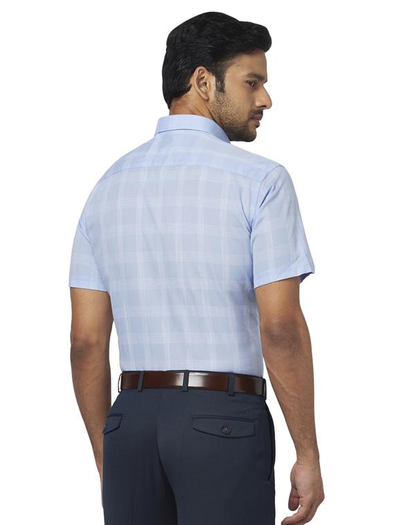 blue checkered formal shirt - 17767156 - Zoom Image - 3
