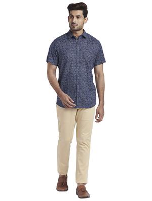 navy blue printed casual shirt - 17767162 - Standard Image - 4