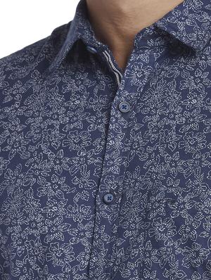 navy blue printed casual shirt - 17767162 - Standard Image - 5