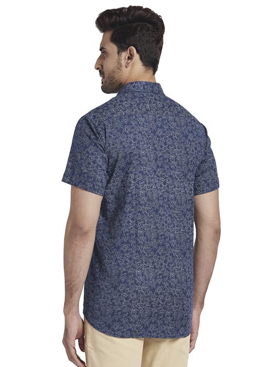 navy blue printed casual shirt - 17767162 - Zoom Image - 3