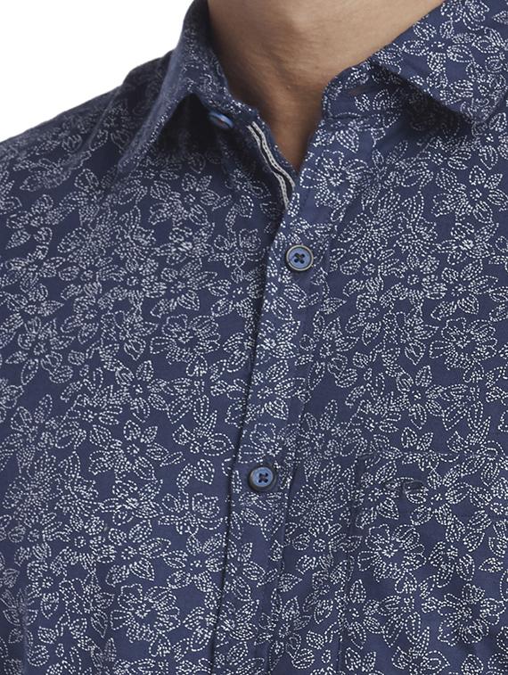 navy blue printed casual shirt - 17767162 - Zoom Image - 5