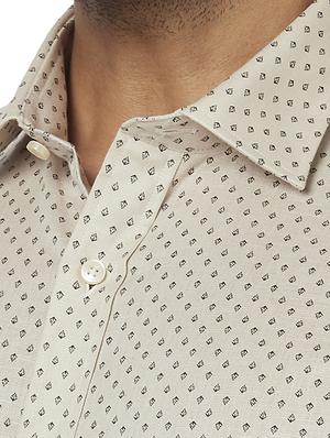 beige printed linen formal shirt - 17767163 - Standard Image - 5