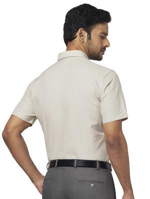 beige solid formal shirt - 17767185 - Standard Image - 3