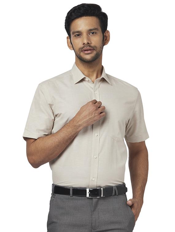 beige solid formal shirt - 17767185 - Zoom Image - 1