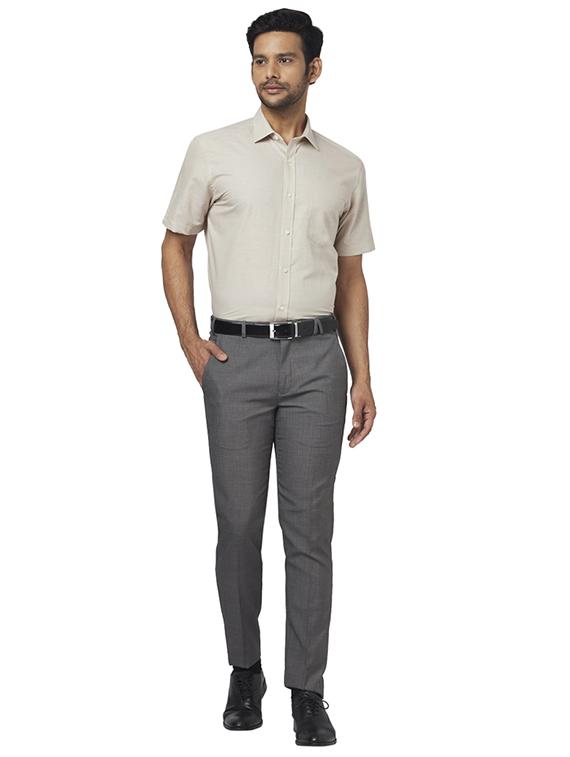beige solid formal shirt - 17767185 - Zoom Image - 4