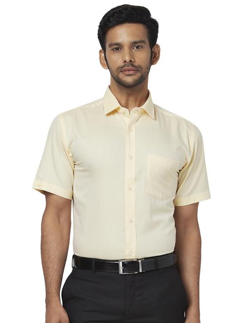 yellow self design formal shirt - 17767190 - Standard Image - 1