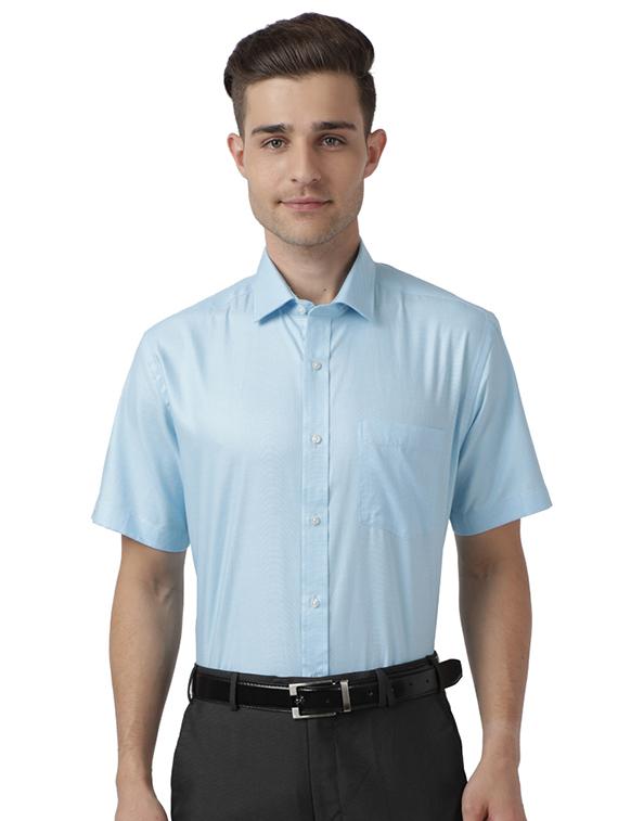 blue solid formal shirt - 17767213 - Zoom Image - 1