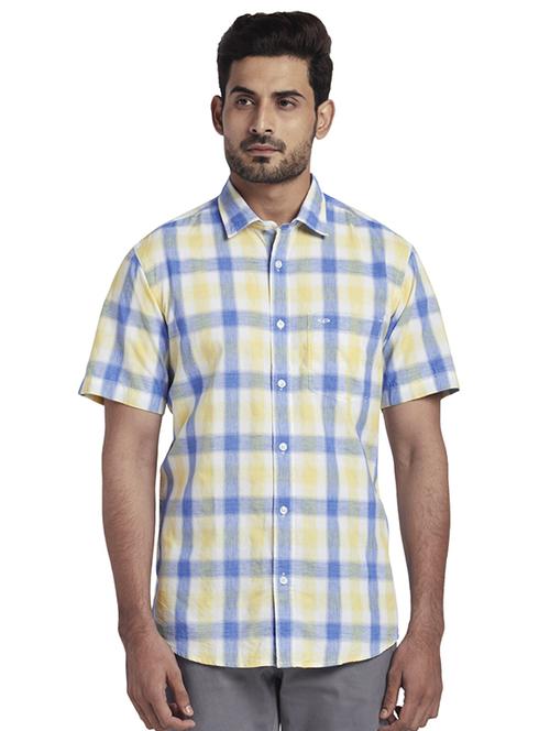 yellow checkered casual shirt - 17767236 - Standard Image - 1