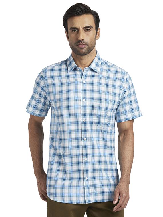 blue checkered casual shirt - 17767256 - Zoom Image - 1