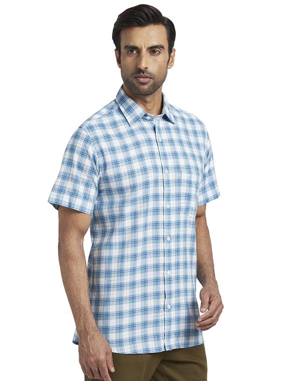 blue checkered casual shirt - 17767256 - Zoom Image - 2