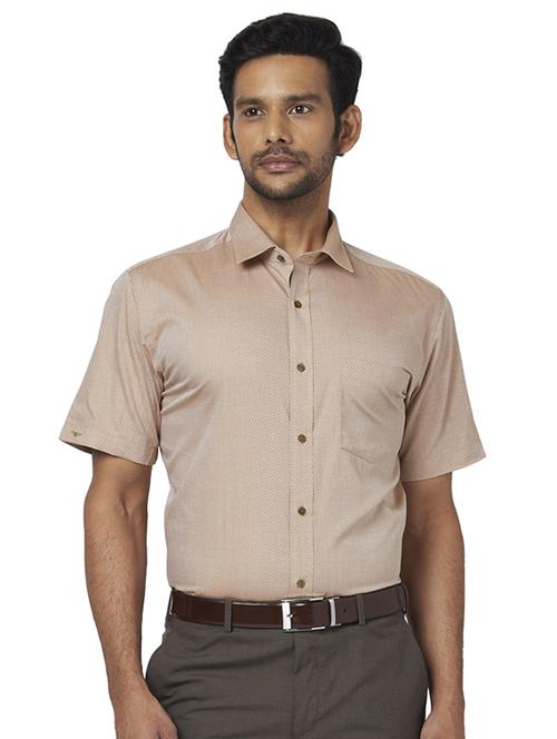 beige printed formal shirt - 17767259 - Standard Image - 1