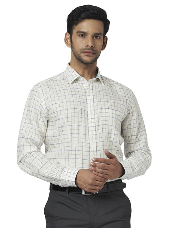 white checkered linen formal shirt - 17767278 - Zoom Image - 1