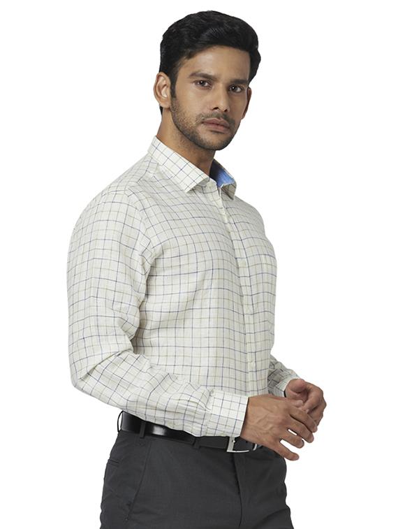 white checkered linen formal shirt - 17767278 - Zoom Image - 2