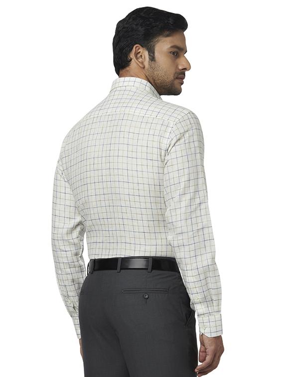 white checkered linen formal shirt - 17767278 - Zoom Image - 3
