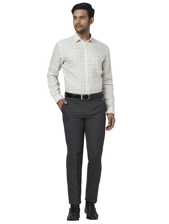 white checkered linen formal shirt - 17767278 - Zoom Image - 4