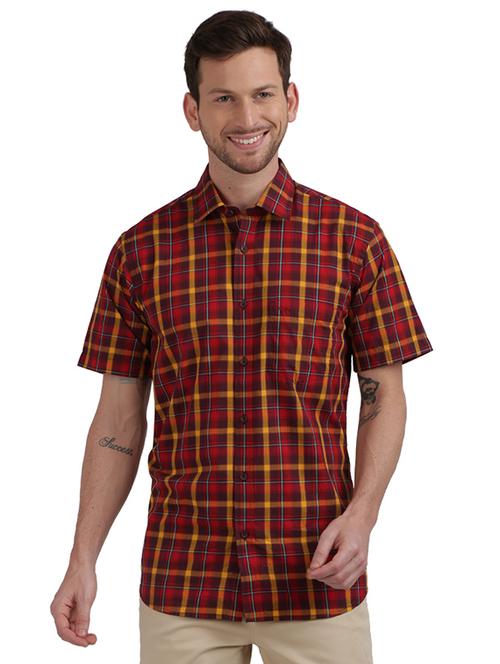 maroon checkered casual shirt - 17767305 - Standard Image - 1