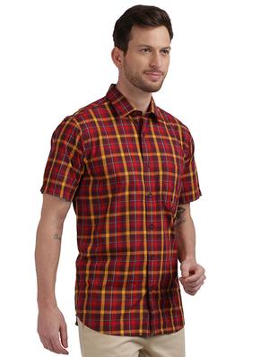 maroon checkered casual shirt - 17767305 - Standard Image - 2