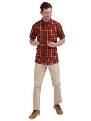 maroon checkered casual shirt - 17767305 - Standard Image - 4