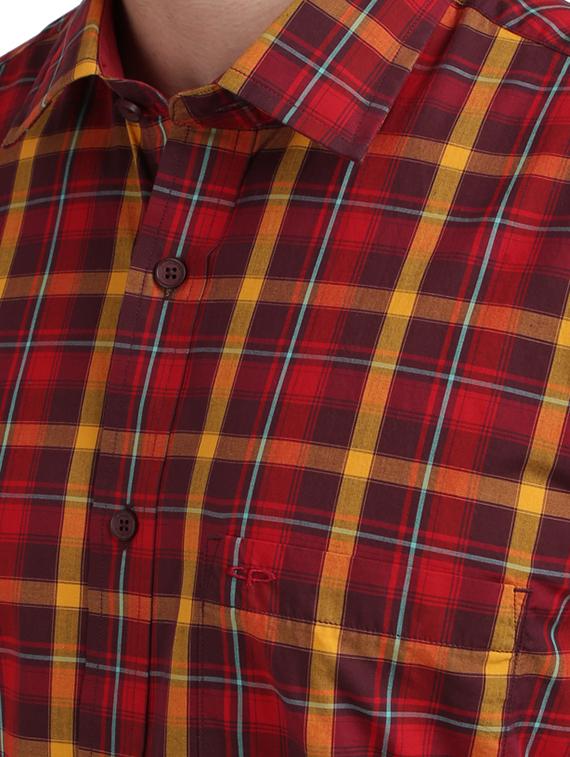 maroon checkered casual shirt - 17767305 - Zoom Image - 5
