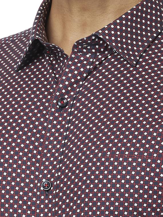 navy blue printed formal shirt - 17767306 - Zoom Image - 5