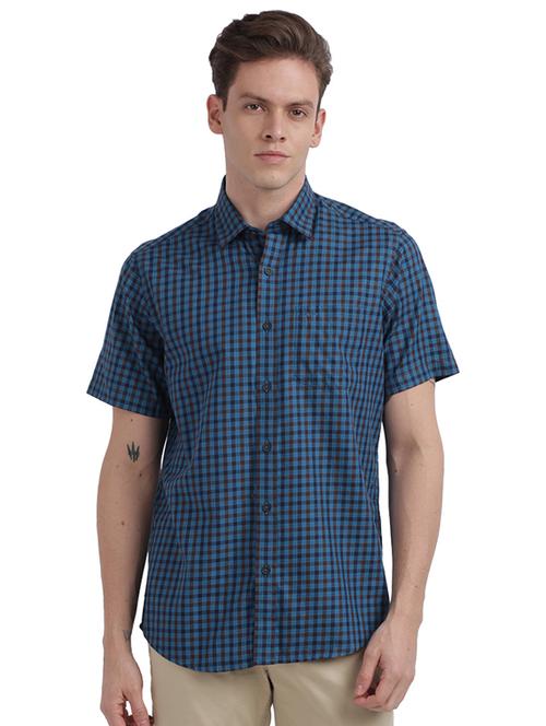 blue checkered casual shirt - 17767312 - Standard Image - 1