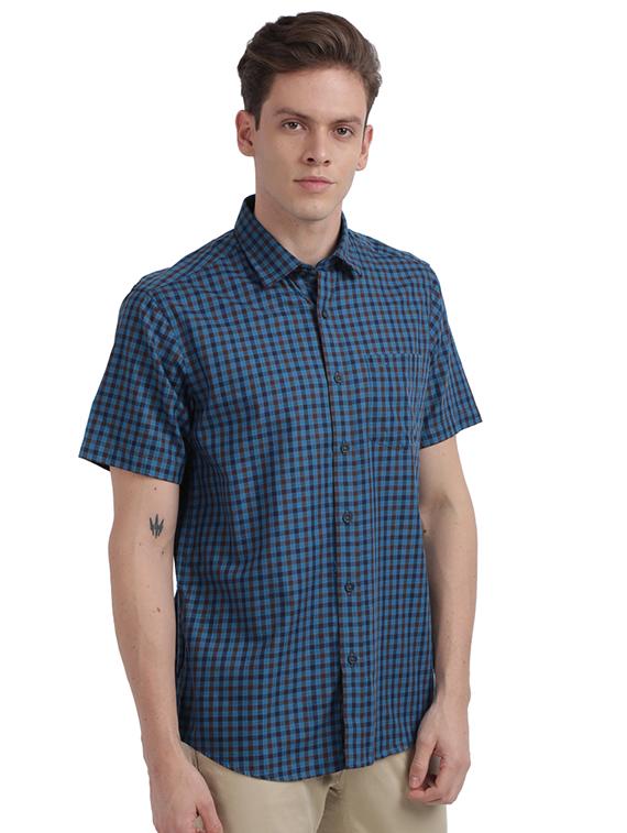 blue checkered casual shirt - 17767312 - Zoom Image - 2