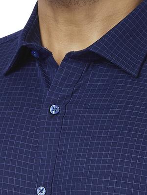 navy blue checkered formal shirt - 17767317 - Standard Image - 5