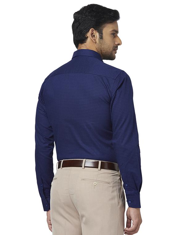 navy blue checkered formal shirt - 17767317 - Zoom Image - 3