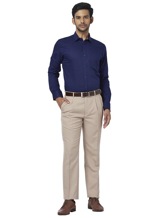 navy blue checkered formal shirt - 17767317 - Zoom Image - 4