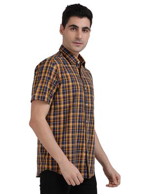 orange checkered casual shirt - 17767323 - Standard Image - 2