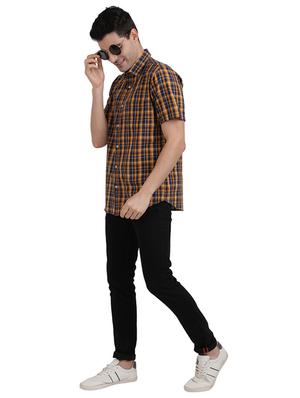orange checkered casual shirt - 17767323 - Standard Image - 4