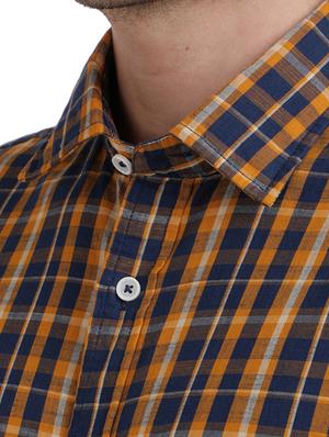 orange checkered casual shirt - 17767323 - Standard Image - 5