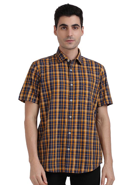 orange checkered casual shirt - 17767323 - Zoom Image - 1