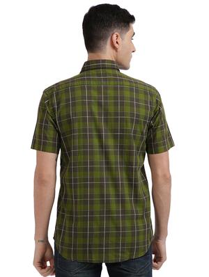 olive green checkered casual shirt - 17767326 - Standard Image - 3