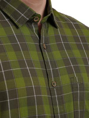olive green checkered casual shirt - 17767326 - Standard Image - 5