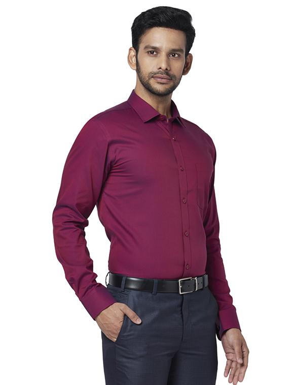 maroon self design formal shirt - 17767342 - Zoom Image - 2