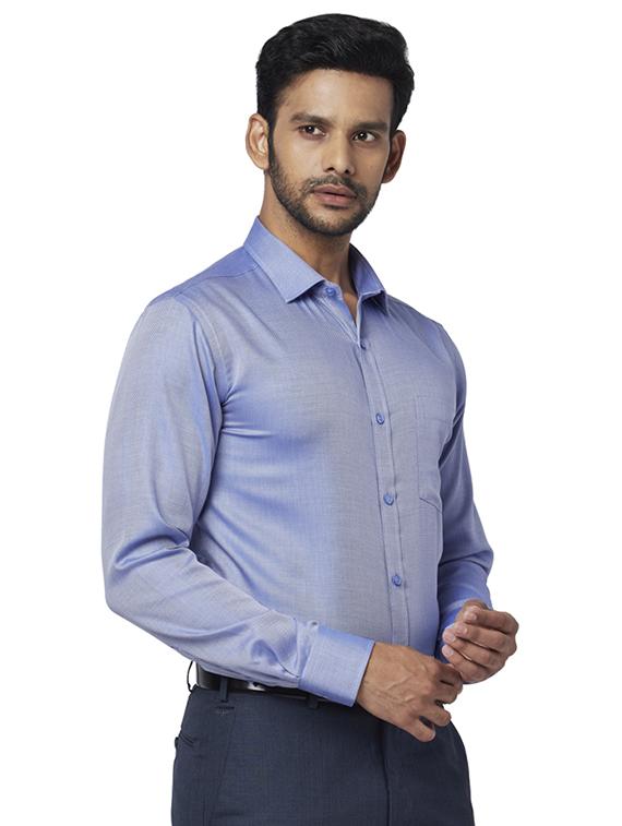 blue self design formal shirt - 17767343 - Zoom Image - 2