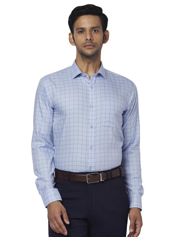 blue checkered formal shirt - 17767351 - Zoom Image - 1
