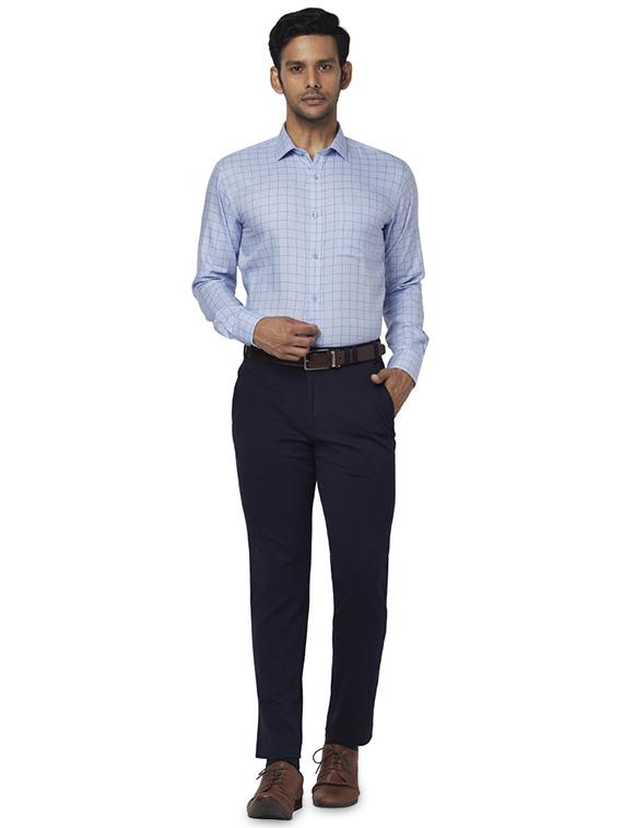 blue checkered formal shirt - 17767351 - Zoom Image - 4