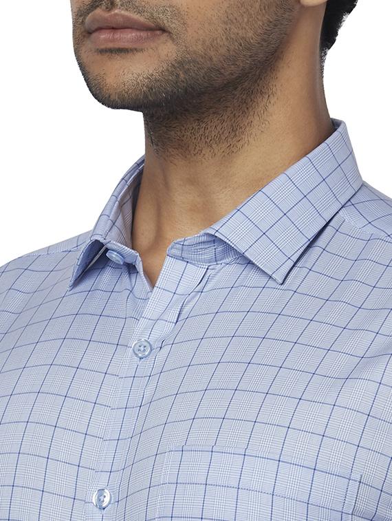 blue checkered formal shirt - 17767351 - Zoom Image - 5