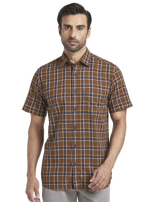 brown checkered casual shirt - 17767359 - Standard Image - 1