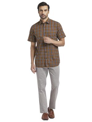 brown checkered casual shirt - 17767359 - Standard Image - 4