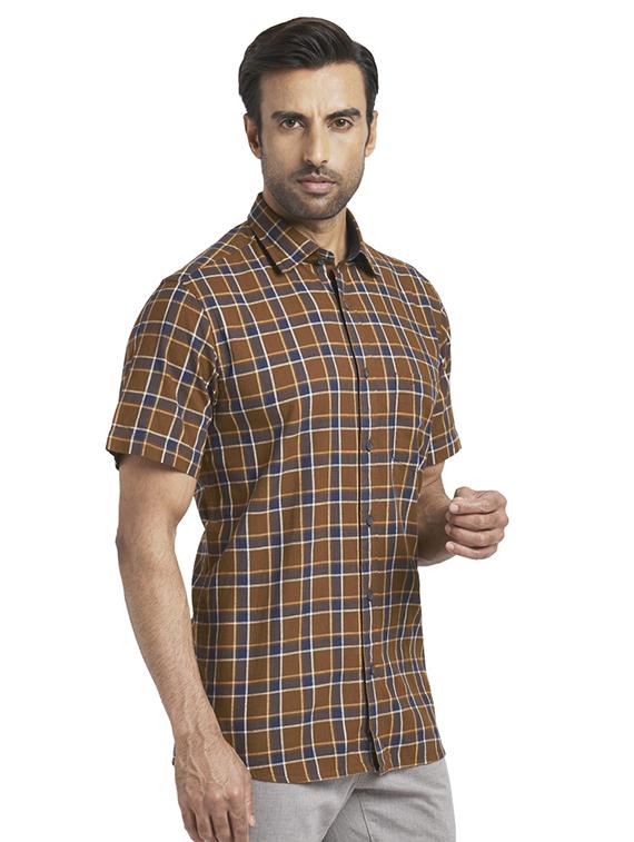 brown checkered casual shirt - 17767359 - Zoom Image - 2
