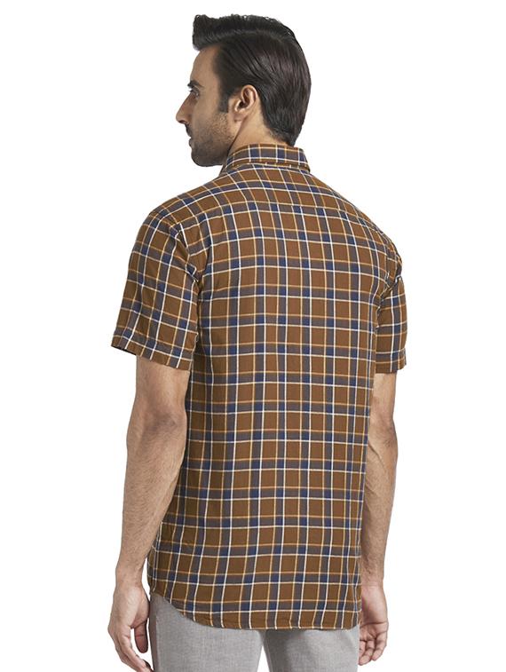 brown checkered casual shirt - 17767359 - Zoom Image - 3