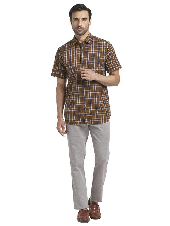 brown checkered casual shirt - 17767359 - Zoom Image - 4